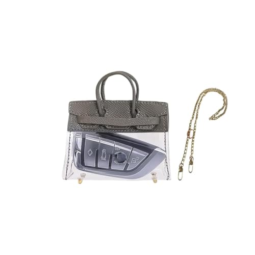 Schlüsseltasche Leder Damen Mini Schlüsseletui Autoschlüssel Brieftasche Handtasche Kreative Wasserdicht Schlüsselbeutel Autoschlüssel hülle mit Griff süß für Mädchen Geschenk (Grau) von XIWCAFC