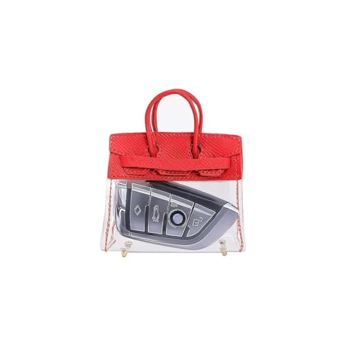 Schlüsseltasche Leder Damen Mini Schlüsseletui Autoschlüssel Brieftasche Handtasche Kreative Wasserdicht Schlüsselbeutel Autoschlüssel hülle mit Griff süß für Mädchen Geschenk (Rot) von XIWCAFC