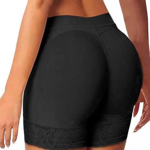 XIWCAFC Damen Butt Lifter Taille Enhancer Shapewear mit 2 Herausnehmbarer Hüfte Pads Po Push Up Bauchweg Unterhose Hosen Shape Figurformend Miederpants Shorts Unterwäsche Miederhose (Schwarz, XL) von XIWCAFC