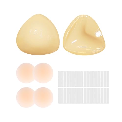 XIWCAFC Klebe BH Push Up Rückenfrei Pads inkl,Doppelseitig klebende Brusteinsätze,Wiederverwendbare Trägerloser BH,Unsichtbarer BH,Wasserfest Strapless Bra Sticky Bra (Beige, S-M) von XIWCAFC