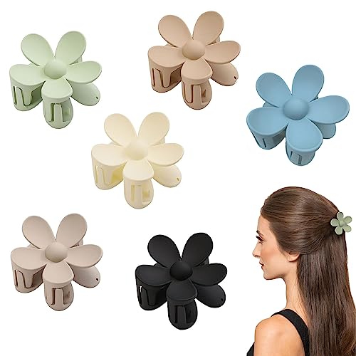 XIXKOLYU® 6 Stück Matte Blume Haarspangen, große Kralle Clips für Frauen dick/dünnHaar, Box enthalten, große niedliche Haarspangen für Frauen Mädchen Geschenke von XIXKOLYU
