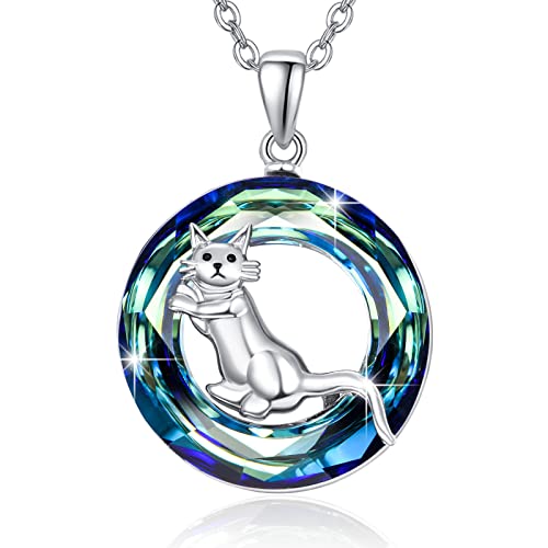 Katzen halskette für Frauen Halskette mit Kristall anhänger aus 925er Silber Katzen schmuck Geschenke anhänger Katzenliebhaber halsketten Schmuck geschenk Katzen halskette für Frauen Halskette mit Kristall anhänger aus 925er Silber Katzen schmuck Geschenke anhänger Katzenliebhaber halsketten Schmuck geschenk von XIXLES