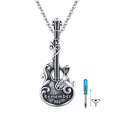 XIXLES Gitarren Urnen Halskette für Asche Silber Urnen Anhänger Gedenk schmuck Asche Halskette Gitarren Denkmal Andenken Gitarren Schmuck Geschenk für Damen Herren Gitarrist Musik liebhaber XIXLES Gitarren Urnen Halskette für Asche Silber Urnen Anhänger Gedenk schmuck Asche Halskette Gitarren Denkmal Andenken Gitarren Schmuck Geschenk für Damen Herren Gitarrist Musik liebhaber von XIXLES