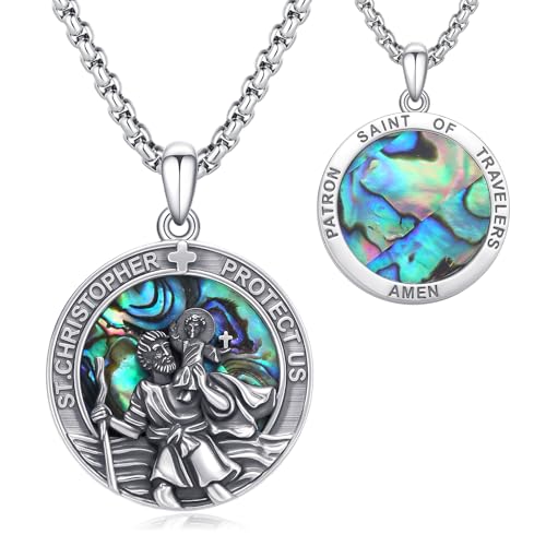 XIXLES Heiliger Christophorus Halskette 925 Sterling Silber Christophorus Kette Herren Mit Heiligem Amulett Medaille Geschenke für Herren Damen XIXLES Heiliger Christophorus Halskette 925 Sterling Silber Christophorus Kette Herren Mit Heiligem Amulett Medaille Geschenke für Herren Damen von XIXLES