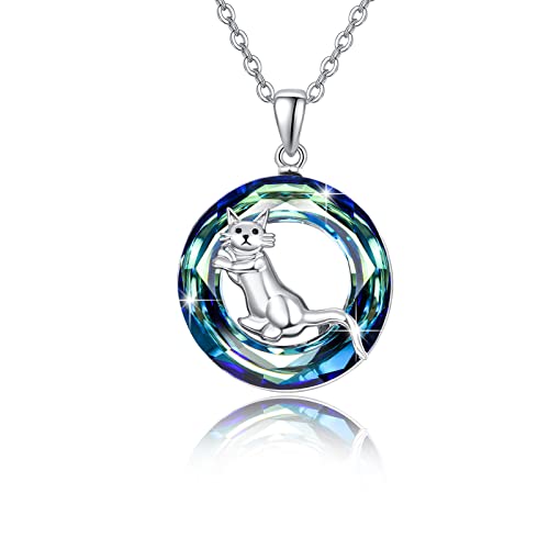 XIXLES Katze Kette Damen Silber 925 Kristall Anhänger Halskette Schmuck Katzengeschenke für Damen Katze Liebhaber XIXLES Katze Kette Damen Silber 925 Kristall Anhänger Halskette Schmuck Katzengeschenke für Damen Katze Liebhaber von XIXLES
