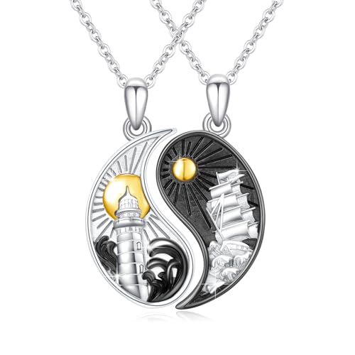 XIXLES Schwester Geschenke von Schwestern Freundschaft Halsketten für 2 Sterling Silber Yin Yang Halskette Schwester Yin Yang Matching Halskette Paare Bff Schmuck Geschenke für Frauen von XIXLES