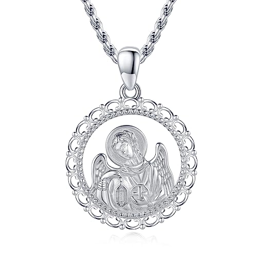 XIXLES Saint Gabriel Halskette 925 Sterling Silber Anhänger St Gabriel Halskette des Heiligen Erzengels Gabriel Medaille des Erzengels St. Gabriel Schutz schmuck religiöse Geschenke für Herren Damen von XIXLES