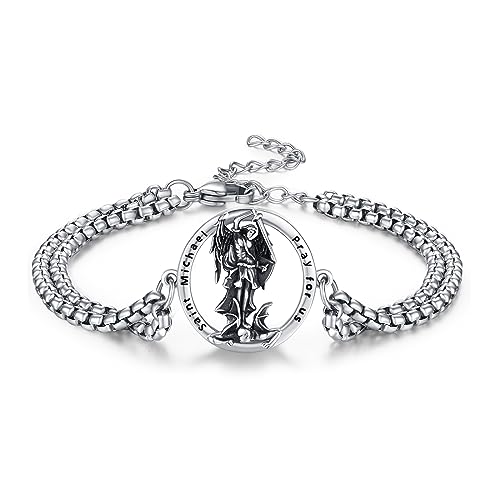XIXLES St. Michael Armband 925 Sterling Silber Erzengel Michael Amulett Medaillon Armband Religiöser Beschützer Talisman von XIXLES