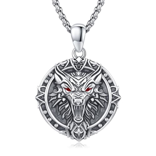 XIXLES Wolf Kette Silber 925 Tier Halskette Anhänger Wolf Wikinger Schmuck für Männer Frauen XIXLES Wolf Kette Silber 925 Tier Halskette Anhänger Wolf Wikinger Schmuck für Männer Frauen von XIXLES