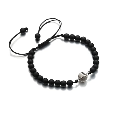 XIYINTA Ich liebe dich 100 Sprachen Paare Armband Einstellbare Natur Stein Perlen Armbänder Liebe Versprechen Armband Geschenke für Sie und Ihn (#1 Schwarze Perlen) von XIYINTA