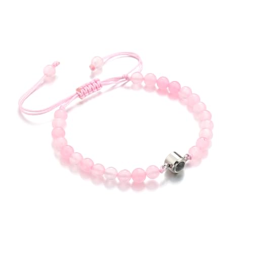 XIYINTA Ich liebe dich 100 Sprachen Paare Armband Einstellbare Natur Stein Perlen Armbänder Liebe Versprechen Armband Geschenke für Sie und Ihn (#4 Rosa Perlen) von XIYINTA