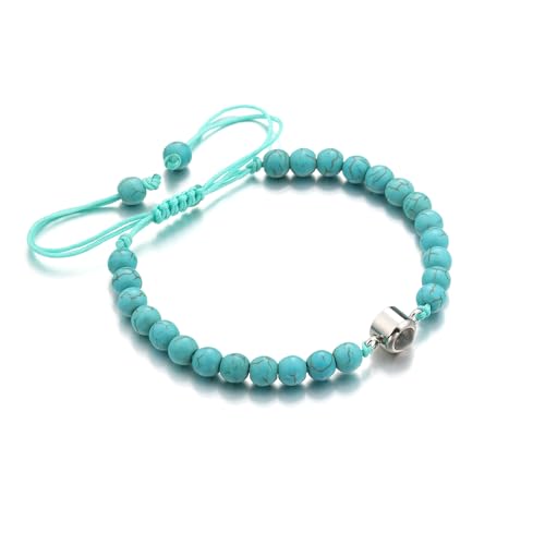 XIYINTA Ich liebe dich 100 Sprachen Paare Armband Einstellbare Natur Stein Perlen Armbänder Liebe Versprechen Armband Geschenke für Sie und Ihn (#5 Türkise Perlen) von XIYINTA