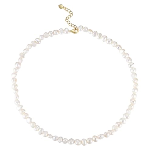 XIYINTA Süßwasser-Perlenkette für Damen, 6mm echte Perlen Choker Halskette Schmetterling Anhänger Halskette mit glänzenden kubischen Zirkonia Handmade Halskette für Mutter (#3 Perlenkette/Vergoldet) XIYINTA Süßwasser-Perlenkette für Damen, 6mm echte Perlen Choker Halskette Schmetterling Anhänger Halskette mit glänzenden kubischen Zirkonia Handmade Halskette für Mutter (#3 Perlenkette/Vergoldet) von XIYINTA