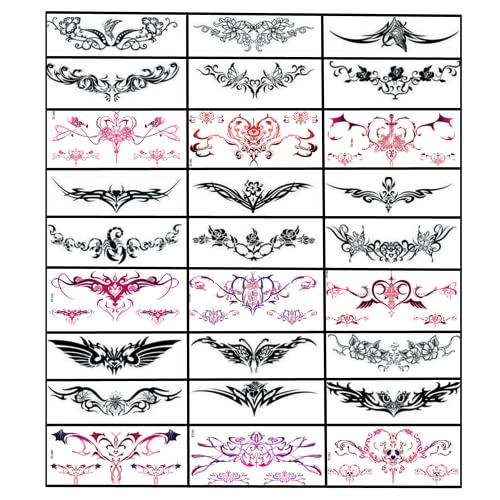 28 Blatt Sexy Temporäre Tattoos Aufkleber Bauch Taille Wasserdicht Tattoo Aufkleber Frauen Ideal Bachelorette Party Tattoos für Frauen und Mädchen Temporäre Gefälschte Körpertattoos von XIZHI