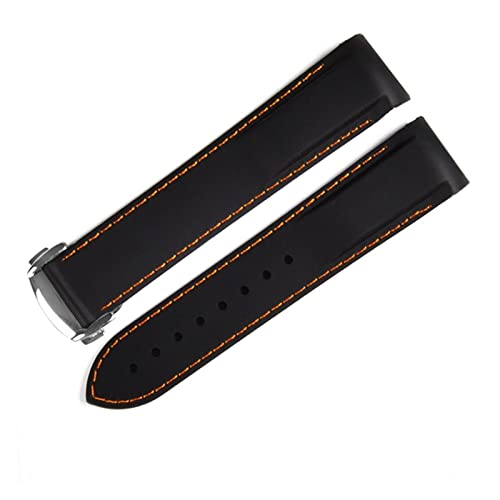 XJBCOD YIYOUU Armband-Gummi-Sportgurt for Omega 19mm 20mm 21mm 22mm PlanetOcean Man Fit for Japan Prospekt Skx SKR. Hamilton-Bereitstellungsschnalle.(Color:Black orange,Size:19mm black buckle) von XJBCOD