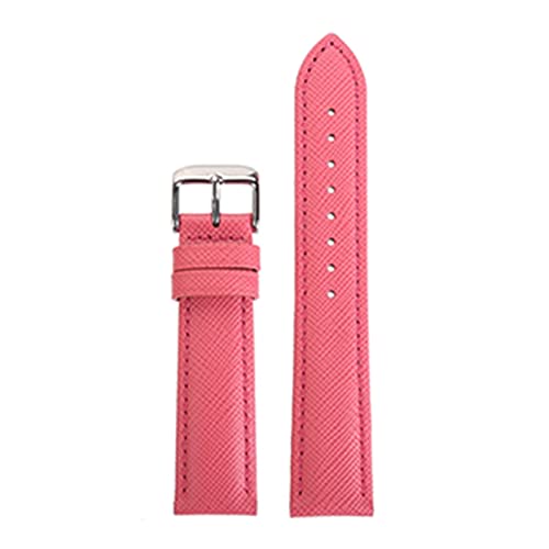 XJBCOD YIYOUU Echtes Leder Uhrenarmband Kompatibel mit Mann & Frau 18mm 20mm 22mm 7 Farben(Color:Pink,Size:18mm) von XJBCOD