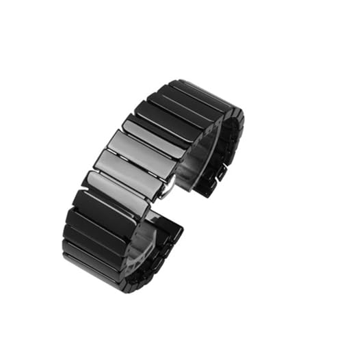 XJBCOD YIYOUU Keramik-Armband, 18, 20, 22 mm, Schwarz/Weiß, Ersatzarmband, kompatibel mit Herren- und Damen-Uhrenkette, Schnellverschluss, 18 mm, Achat von XJBCOD