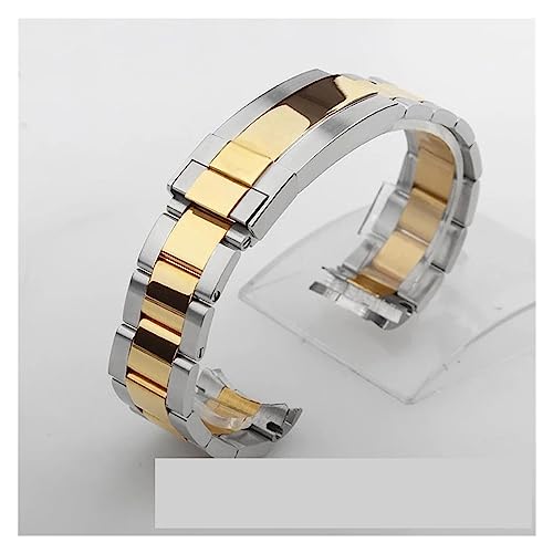 XJBCOD YIYOUU Metall-Armbandkörper mit Rolex kompatibel Submariner Daytona. Männer, die Clasp-Band-Uhren-Zubehör-Edelstahl-Watch-Armband-Kette (Color : Silver Gold, Size : 20mm No LOGO) von XJBCOD
