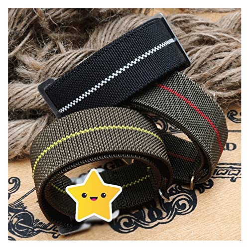 XJBCOD YIYOUU Neue Marke Armband 18 20 22 mm Französische Truppen Fallschirmstasche Nato Uhrenarmband Gurt Elastisches Nylon Schwarz Silber Goldschnalle(Color:Black,Size:18mm Gold Buckle) von XJBCOD