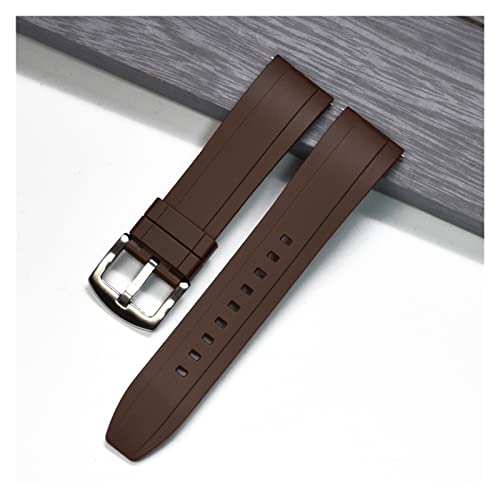 XJBCOD YIYOUU Quick Release-Silikon-Uhr-Band-Bands Premium-Grad-Gummi-Uhr-Träger 20mm 22mm 24mm wasserdicht kompatibel mit männer frauen Uhren Zubehör(Color:Brown silver,Size:22mm) von XJBCOD