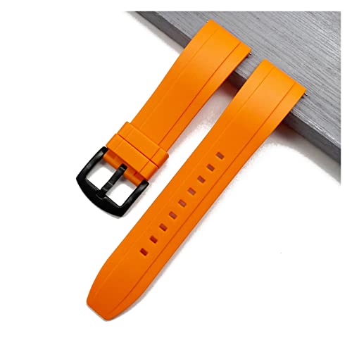 XJBCOD YIYOUU Quick Release-Silikon-Uhr-Band-Bands Premium-Grad-Gummi-Uhr-Träger 20mm 22mm 24mm wasserdicht kompatibel mit männer frauen Uhren Zubehör(Color:Orange black,Size:24mm) von XJBCOD