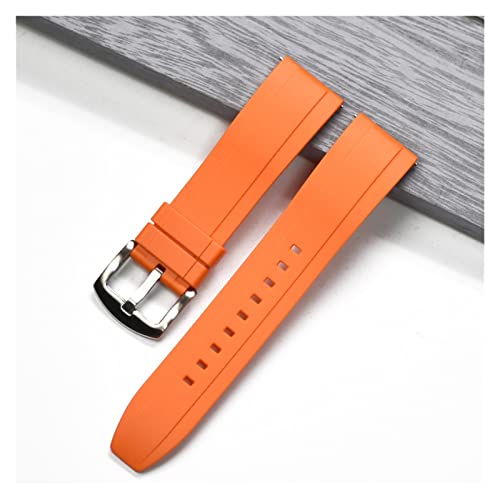 XJBCOD YIYOUU Quick Release-Silikon-Uhr-Band-Bands Premium-Grad-Gummi-Uhr-Träger 20mm 22mm 24mm wasserdicht kompatibel mit männer frauen Uhren Zubehör(Color:Orange silver,Size:22mm) von XJBCOD