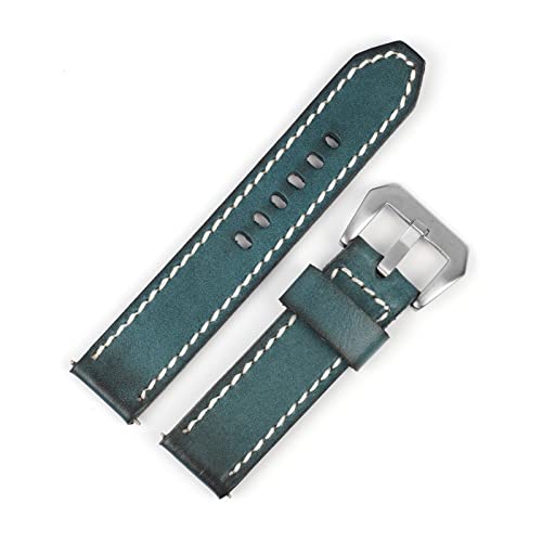 XJBCOD YIYOUU Retro Echtes Leder Watchstrap 18mm 20mm 22mm 24mm Männer Ersatz Watch Armband Uhrenband Kompatibel mit Panerai(Color:Blue,Size:20mm) von XJBCOD