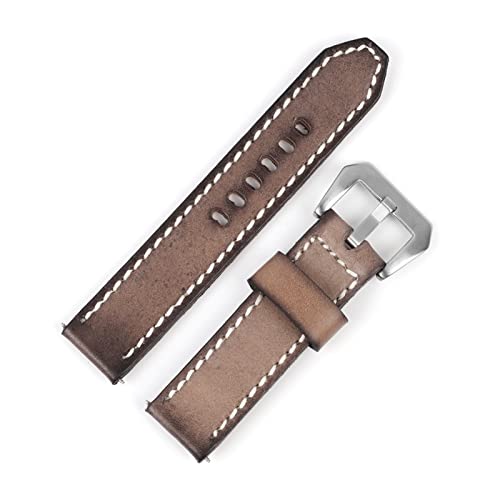 XJBCOD YIYOUU Retro Echtes Leder Watchstrap 18mm 20mm 22mm 24mm Männer Ersatz Watch Armband Uhrenband Kompatibel mit Panerai(Color:Light coffee,Size:18mm) von XJBCOD