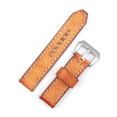 XJBCOD YIYOUU Retro Echtes Leder Watchstrap 18mm 20mm 22mm 24mm Männer Ersatz Watch Armband Uhrenband Kompatibel mit Panerai(Color:Tan,Size:18mm) von XJBCOD