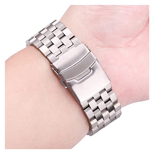 XJBCOD Yiyouu Edelstahl-Uhrenarmband, 18 mm, 20 mm, 22 mm, 24 mm, für Damen und Herren, massives Metall, gebürstetes Uhrenarmband, passend für Gear S3 Uhrenzubehör, 18 mm, Achat von XJBCOD