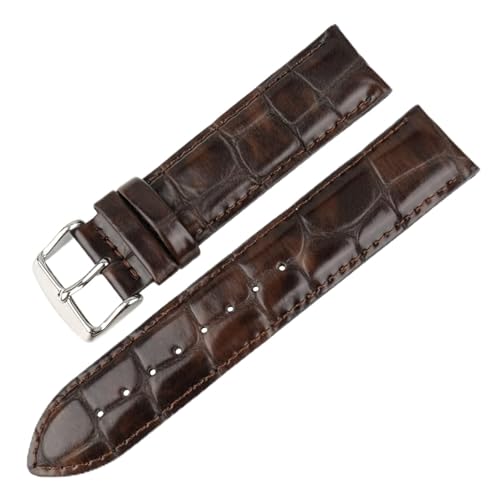 YIYOU Makes Mode Leder Uhrenarmband weiß mit rosafarbenen Goldverschluss Uhrband 16mm 17mm 18mm 20mm Fit for DW. Daniel Wellington Watch Strap (Color : Coffee-Silver, Size : 13mm) von XJBCOD