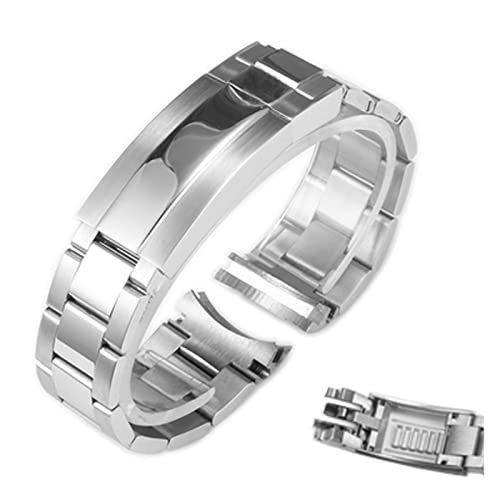 YIYOUU 20mm 21mm Uhren-Zubehör-Band kompatibel mit Rolex Feinabstimmungszähne Zähne Handgelenkband 904l Massivstahl Submariner Water Ghost Armband(Color:Silver light,Size:20MM LG) von XJBCOD