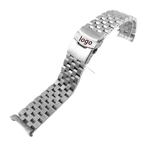 YIYOUU 20mm 22mm Uhrenband for Seiko SKX007 / 009 SKX173 / 175 Ersatzgurte gekrümmte Endband Universalarmband Edelstahlgürtel(Color:Silver with logo,Size:20mm) von XJBCOD