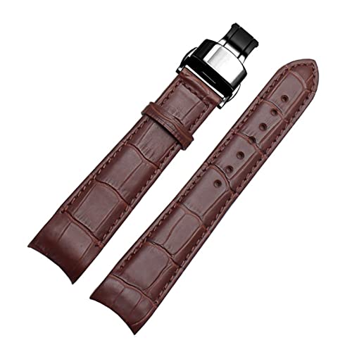 YIYOUU WALF Echtes Leder Uhrenarmband 18mm 19mm 20mm 21mm 22mm 24mm Geeignete Kompatibel mit Tissot Seiko Omega Uhrenarmband Armbänder (Color : Brown-Brown-Black, Size : 20mm) von XJBCOD
