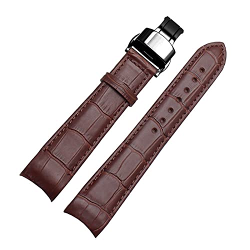 YIYOUU WALF Echtes Leder Uhrenarmband 18mm 19mm 20mm 21mm 22mm 24mm Geeignete Kompatibel mit Tissot Seiko Omega Uhrenarmband Armbänder (Color : Brown-Brown-Black, Size : 22mm) von XJBCOD