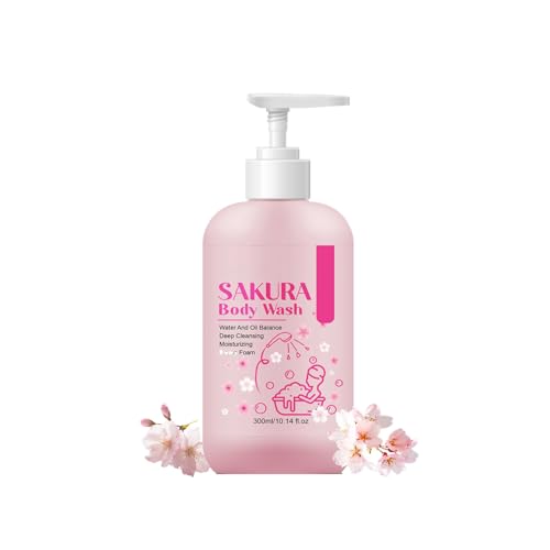 XJBD Cherry Blossom Duschgel, feuchtigkeitsspendendes duftendes Duschgel für Frauen, Körperseife mit Kokosöl, sanfte Reinigung für weiche Haut, langanhaltender erfrischender blumiger Duft, für alle von XJBD