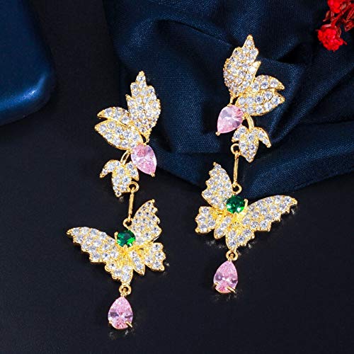 Elegant Yellow Color Dangle Drop Butterfly Long Earrings For Brides Wedding Party von XJEIVJIC