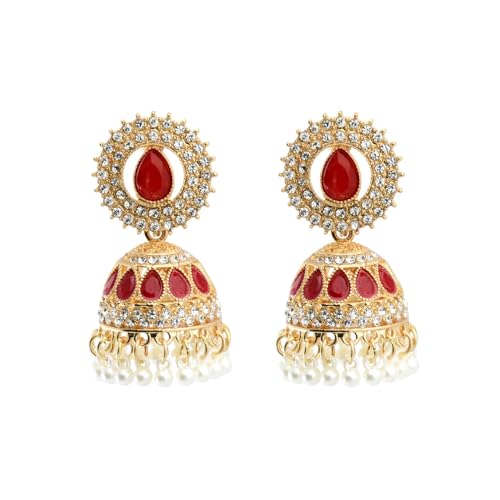 Indianer Jhumki Bell Vintage Statement Dangle Drop Ohrringe für Frauen Ethnische Jhumka Perlen Quasten baumeln von XJEIVJIC