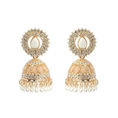 Indianer Jhumki Bell Vintage Statement Dangle Drop Ohrringe für Frauen Ethnische Jhumka Perlen Quasten baumeln von XJEIVJIC