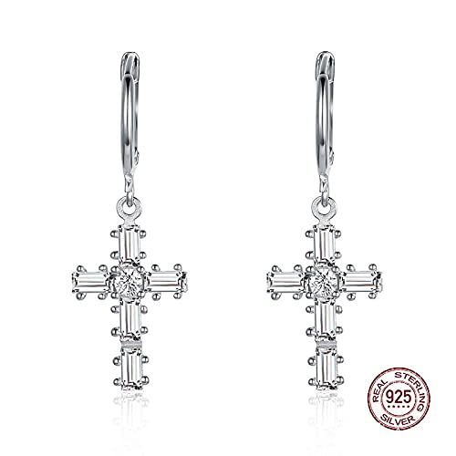 Kristalle kreuzen Ohrring mit Strasssteinen Frauen Ohrringe Sterling glänzend Zirkon Medium baumeln von XJEIVJIC