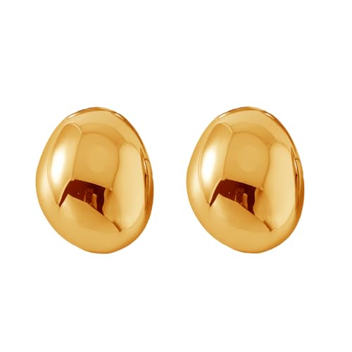 Minimalistische ovale Scheibe klobig Big Drop Stud Ohrringe für Frauen Edelstahl 14K übertreiben Knopf Große Huggie Studs Ohrring Hypoallergene Modetrendy Geschenke ihr sie von XJEIVJIC
