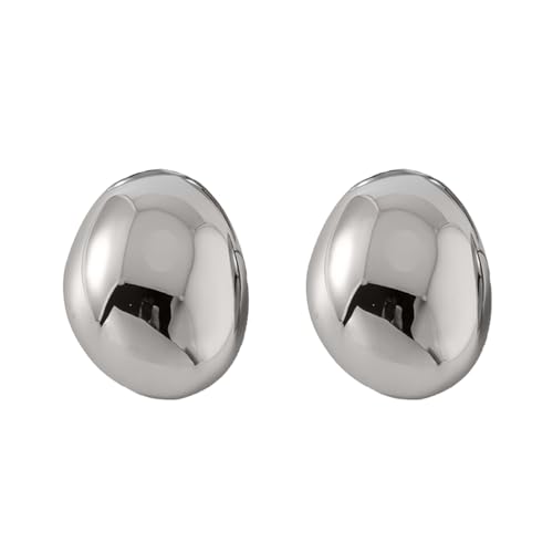 Minimalistische ovale Scheibe klobig Big Drop Stud Ohrringe für Frauen Edelstahl 14K übertreiben Knopf Große Huggie Studs Ohrring Hypoallergene Modetrendy Geschenke ihr sie von XJEIVJIC