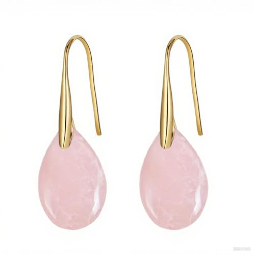 Minimalistischer Natursteinhaken Dangle Drop Ohrringe für Frauen zierlich farbenfrohe Kristallheilung Tränenstrop baumeln leichter hypoallergenmodetischer Geschenk von XJEIVJIC