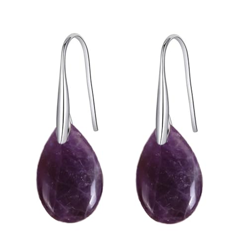 Minimalistischer Natursteinhaken Dangle Drop Ohrringe für Frauen zierlich farbenfrohe Kristallheilung Tränenstrop baumeln leichter hypoallergenmodetischer Geschenk von XJEIVJIC