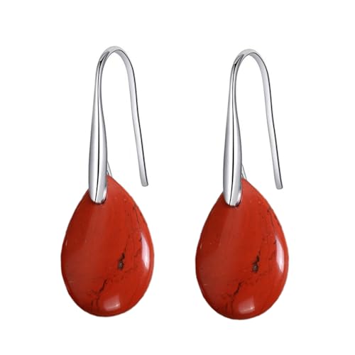 Minimalistischer Natursteinhaken Dangle Drop Ohrringe für Frauen zierlich farbenfrohe Kristallheilung Tränenstrop baumeln leichter hypoallergenmodetischer Geschenk von XJEIVJIC