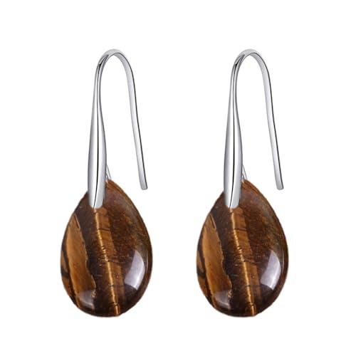 Minimalistischer Natursteinhaken Dangle Drop Ohrringe für Frauen zierlich farbenfrohe Kristallheilung Tränenstrop baumeln leichter hypoallergenmodetischer Geschenk von XJEIVJIC