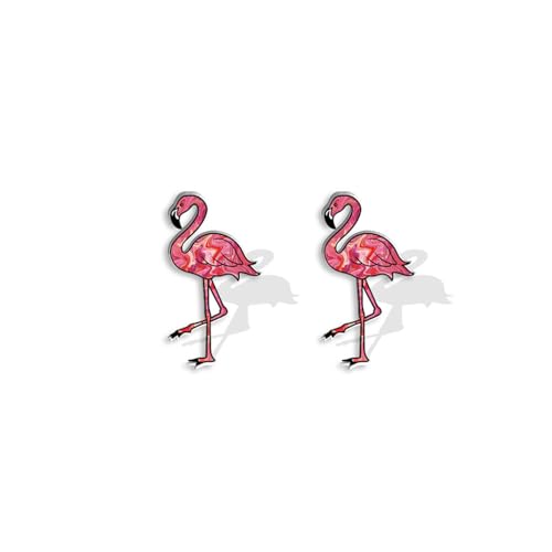 Niedliche Flamingo kleine Hölzer Ohrringe für Frauen Knorpelzierzeigere Harz Cartoon Tier Hypoallergene Fashion für Tochter Party Weihnachtsferien BFF Geburtstag 211-12 von XJEIVJIC