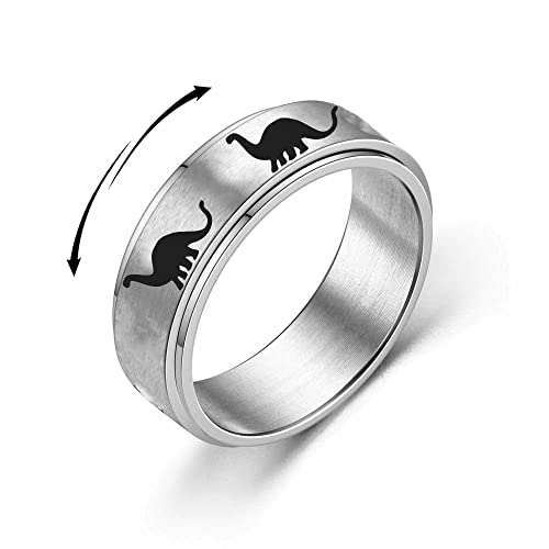 Punk -Dinosaurier Zappern Spinner Ringe für Frauen Männer hypoallergen Edelstahl Ring Stress lindern Angst Ring Jura Dinosaurier drehen frei Fingerband für Komfortgeschenk Weihnachten Geburtstag von XJEIVJIC