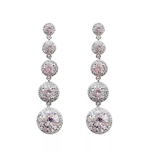 Sterling Long Drop Ohrringe für Frauen Kubikzirkonia Edelstein Schmuck Hochzeit Brauttropfen Ohrringe von XJEIVJIC