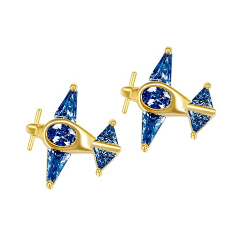 Süße kubische Zirkonia -Flugzeugknorpel kleine Hengst Ohrringe für Frauen zierliche Post Fluggesellschaft Stewardess Studs Mode Geschenk von XJEIVJIC